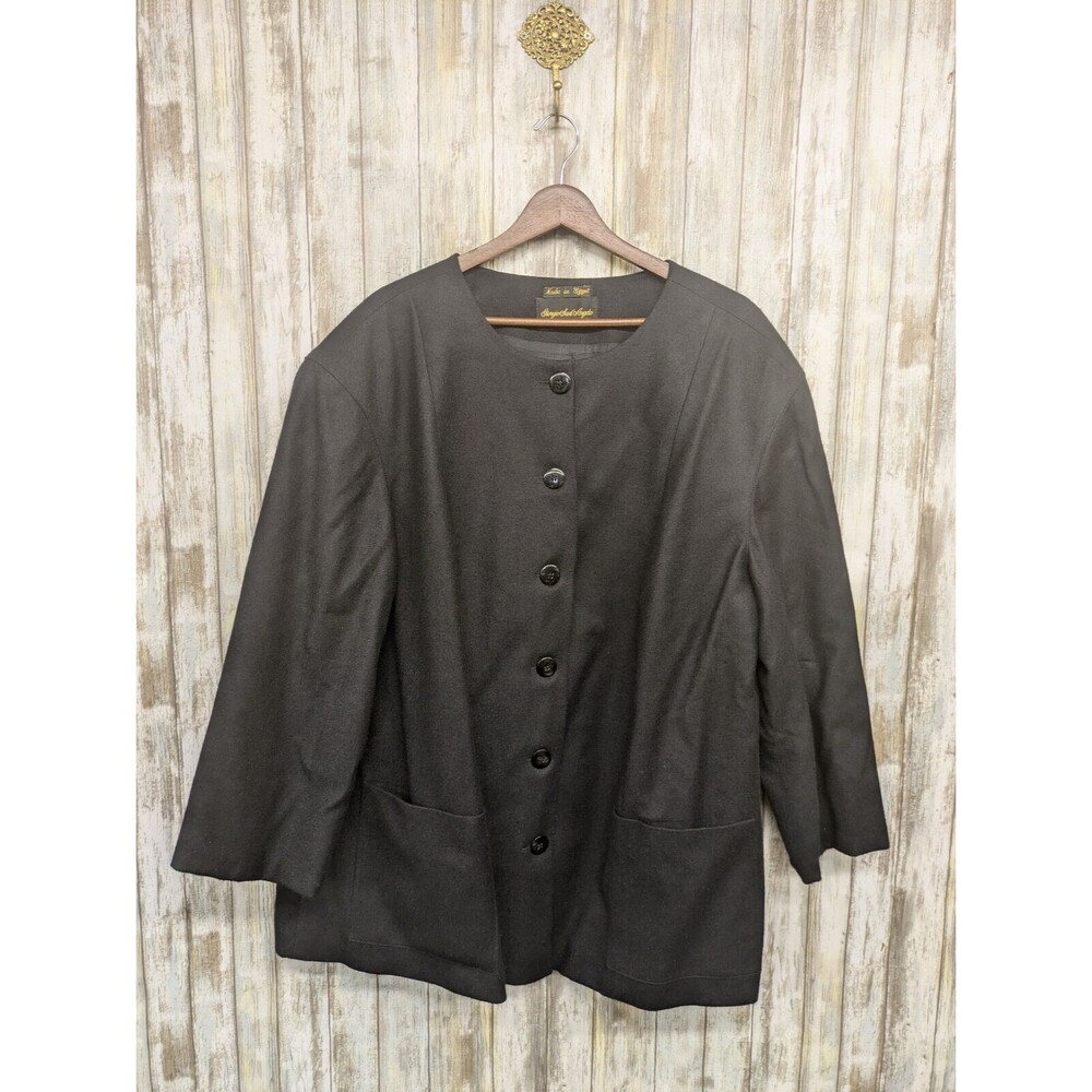 Giorgio Sant Angelo 100% Wool Longline Jacket Collarless Lined Pockets Size 20